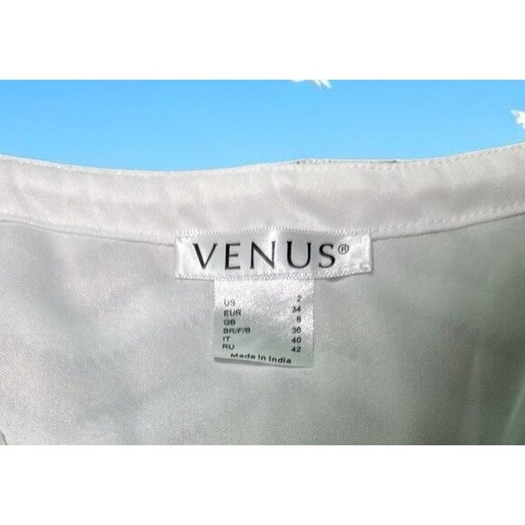 Venus Dress Size 2 Ivory Beige Chevron Fringe Tiered Boho Mini Sleeveless Lined - Picture 4 of 4